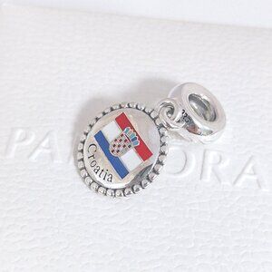 Pandora Croatia Flag Travel Vacation Exclusive Dangle Charm S925 Silver with box
